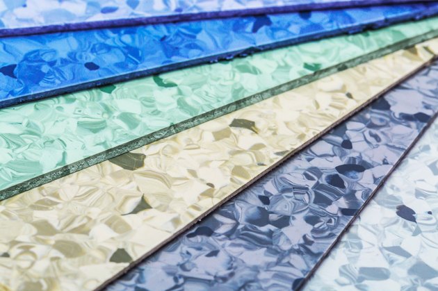 Linoleum sheets in different colors.