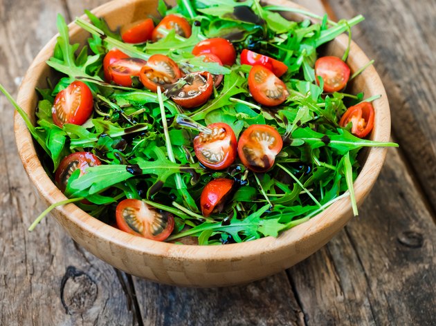 High Angle View Of Salad In Container On Table
