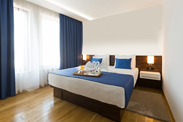 Hotel bedroom.