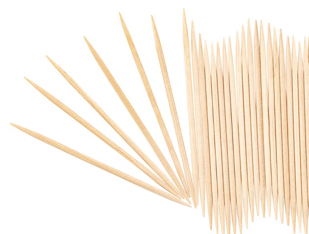 Wooden toothpicks isolated on white background with clipping path