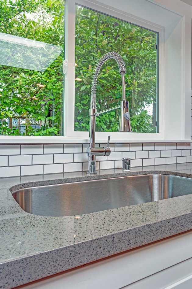 Kitchen interior with focus on undermount sink.