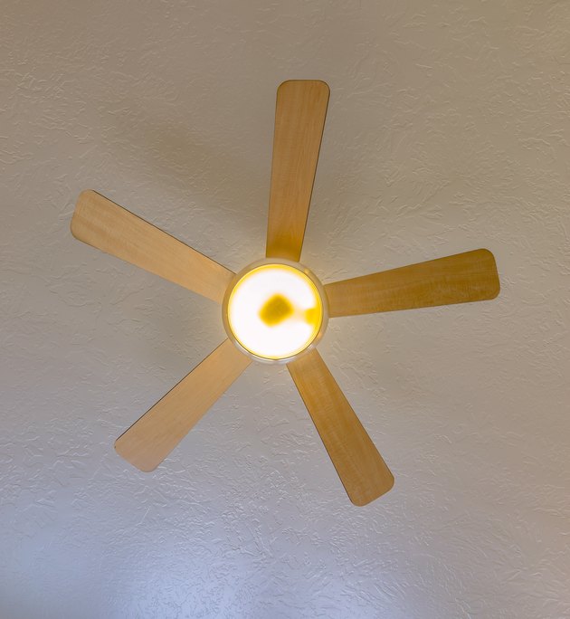 Ceiling fan looking up in model home.