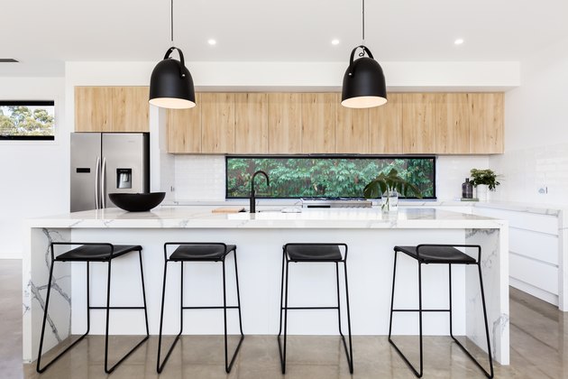 Large luxury Australian kitchen with marble island bench