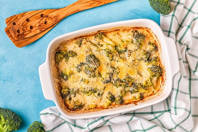 Broccoli gratin in a baking dish