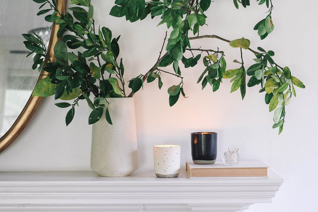 DIY upcycled drugstore candles painted like ceramic candles