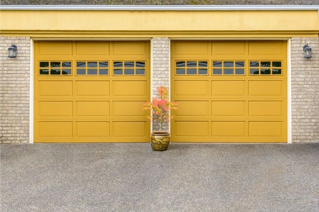 Creative Garage Door Colors For Yellow House for Small Space