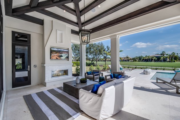 Outdoor living space next to golf course