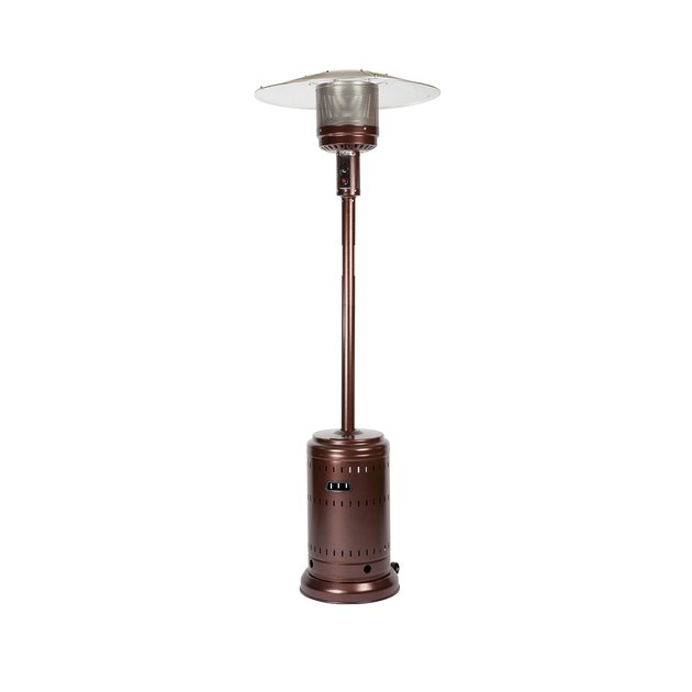 Bringing outdoor heating fashion to a higher level, the Aged Chestnut Finish Patio Heater is the most powerful and fashionable patio heater on the market, with an output of an amazing 46,000 BTU’s. Constructed of durable powder coated steel, this heavy duty unit features a Piezo ignition system and wide base for increased stability. 