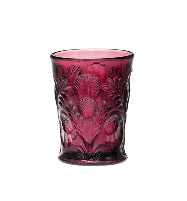 Each Beautiful Tumbler holds 8 ounces. The pattern is called Inverted Thistle. The glass is made in the USA at Mosser Glass by our fine American Workers.