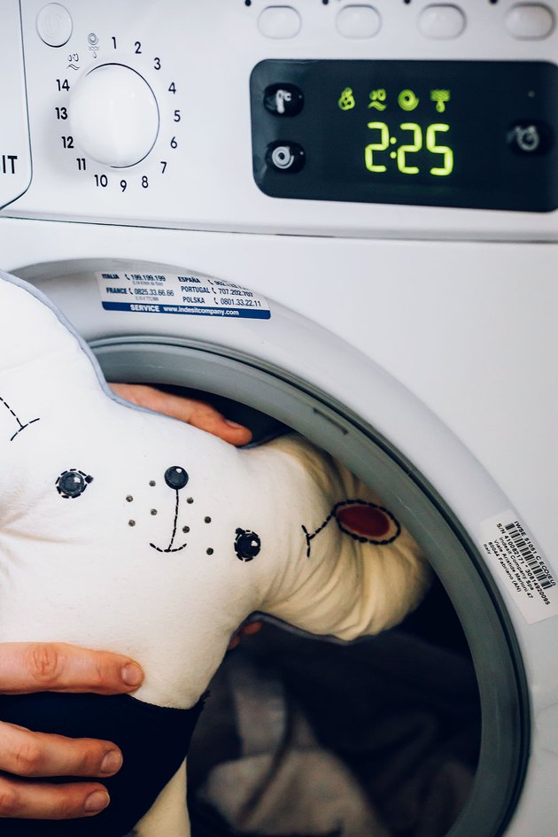 stuffed animals in the washing machine