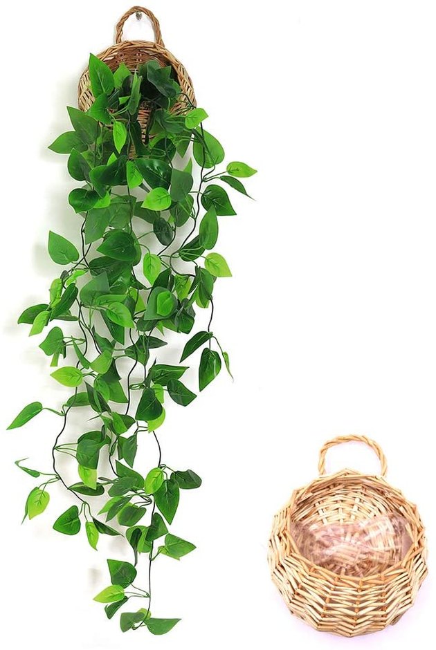 Handmade with artificial vine leaves that look like real plants, but do not wilt, fade, or require any maintenance. 