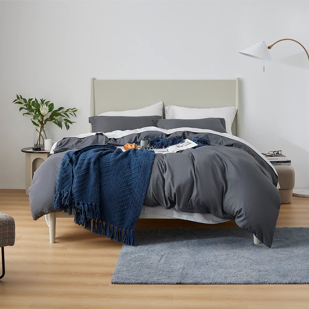 Just over $20 for a duvet set? What a steal! Most importantly, the quality is also exceptional. The microfiber fabric is soft to the touch and very easy to clean. Featuring a zipper closure and eight corner ties, the duvet cover comes in 10 solid colors — from plain white to sage green. It also includes two coordinating pillow shams.