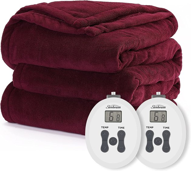 If you’re picky about the level of heat you want from your electric blanket, try this option from Sunbeam. It has 12 different heat settings to choose from, including a handy preheat feature to start before you even get into bed. And if you’re sharing a bed, the queen and king sizes have two controllers, so each person can manage their own temperature.