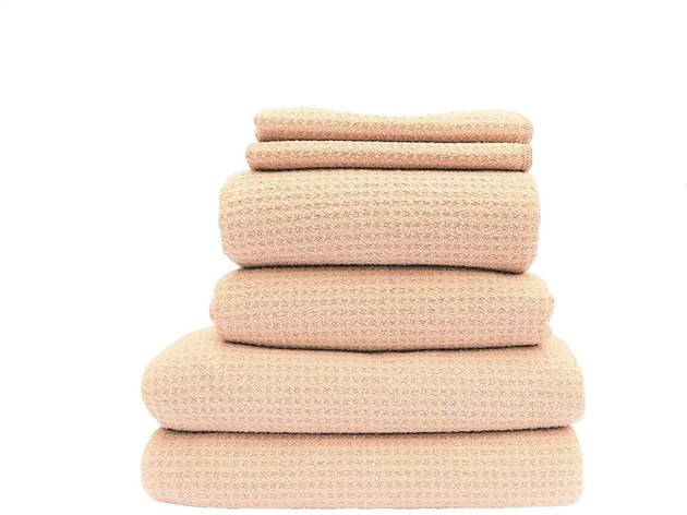A unique microfiber with a waffle-weave, these towels are recommended as being ultra-absorbent, lightweight, and just the right thickness for wrapping your hair post-shower.