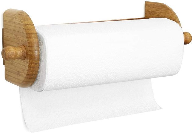 This hearty looking towel holder is actually crafted from ultra-lightweight bamboo. All necessary hardware is included and you can easily clean the bamboo with mild soap and warm water. 