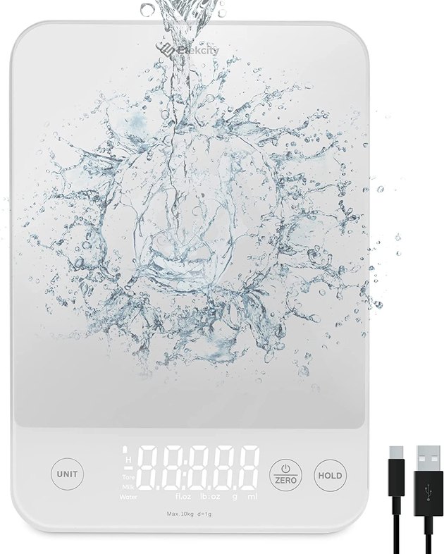 Rechargeable and waterproof, this digital food scale works wonders in any kitchen. It’s easy to clean and has a generous 22-pound weight capacity.