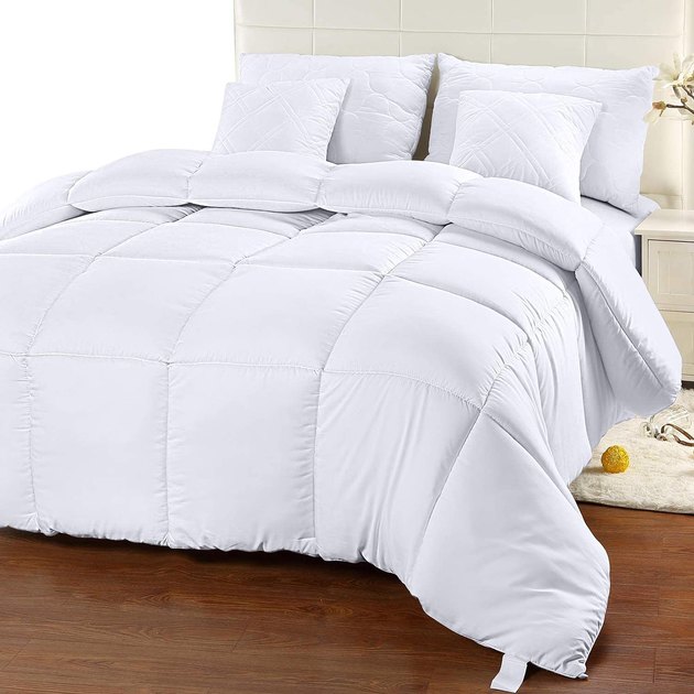 You can’t go wrong with a soft, down-alternative comforter that won’t break the bank. The microfiber Utopia comforter has a box-stitch design and is filled with warm siliconized fiberfill. This pick is also machine washable and can be tumble dried with ease.