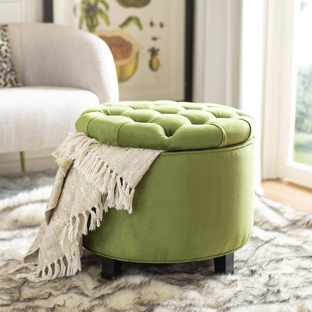 This button-tufted storage ottoman looks elevated and inviting at the same time. It’s available in a variety of colors — from easy neutrals to bold statement shades.