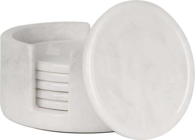 You really can't go wrong with marble coasters. Whether you prefer white marble or black, your table is about to be decked out in luxe natural stone. The accompanying marble holder ties it all together.
