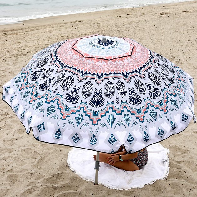 Here's an umbrella that has both form and function. With a beautiful art deco design, it's sure to make you stand out on the beach.