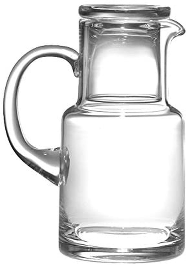 Made in Europe with high-quality glass, this 18-ounce carafe has a handle and spout for easy pouring and doubles as a water and beverage pitcher.