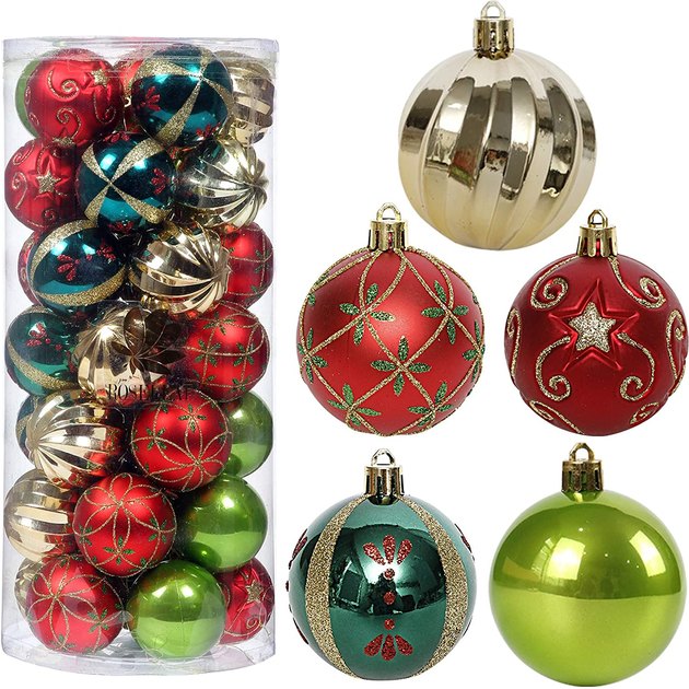 Where do we even begin? These ornaments seriously have everything going for them. You would never believe the cost of these baubles from looking at their elevated design. They're crafted from a thicker plastic that's shatterproof and bonus: eco-friendly. Welcome Christmas with stylish and classic red, green, and gold decor.