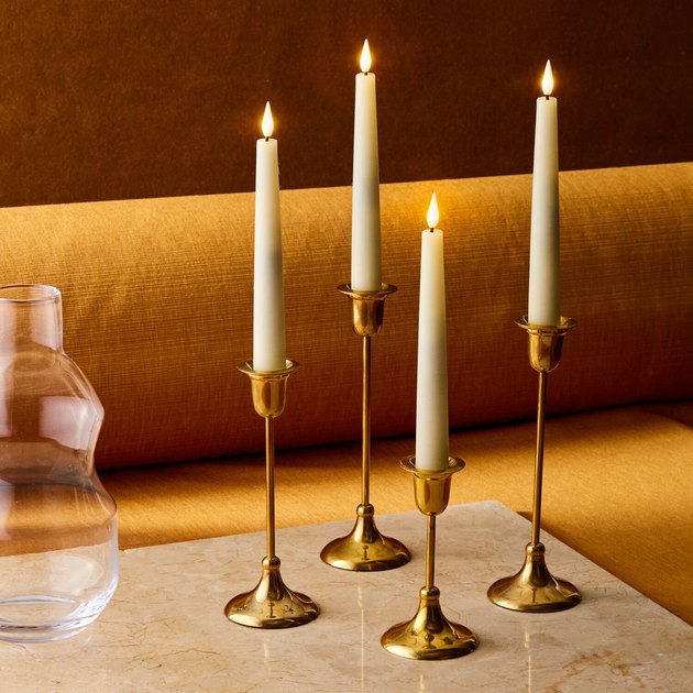 These four flameless taper candles are .75" in diameter and 7" in height, featuring an ultra-realistic flame. 