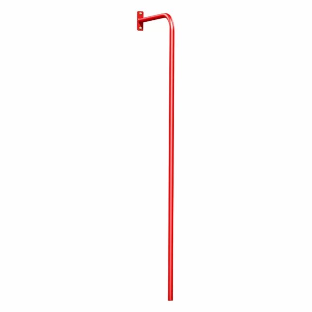 A metal red fireman pole that can support up to 120 pounds. 