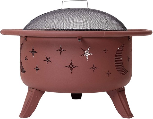 This round, outdoor fire pit is ideal for your next backyard summer gathering. It has a sturdy steel construction design and is a breeze to assemble. 