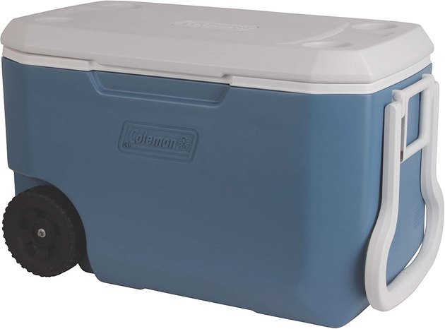 This affordable cooler has the basics and then some. There are cup holders molded into the lid for a spill-free surface, heavy-duty wheels for easy transport, plus it doubles as an extra seat when the lid is closed.