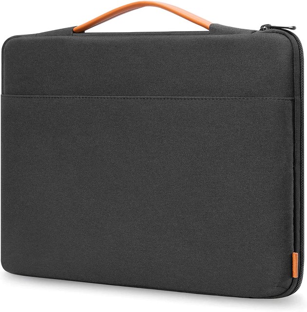 This bag is made to comfortably fit 15-15.6 inch laptops, notebooks, ultrabooks, and netbooks. It has a sleek look and carrying handle so you can bring your laptop on the go in style.