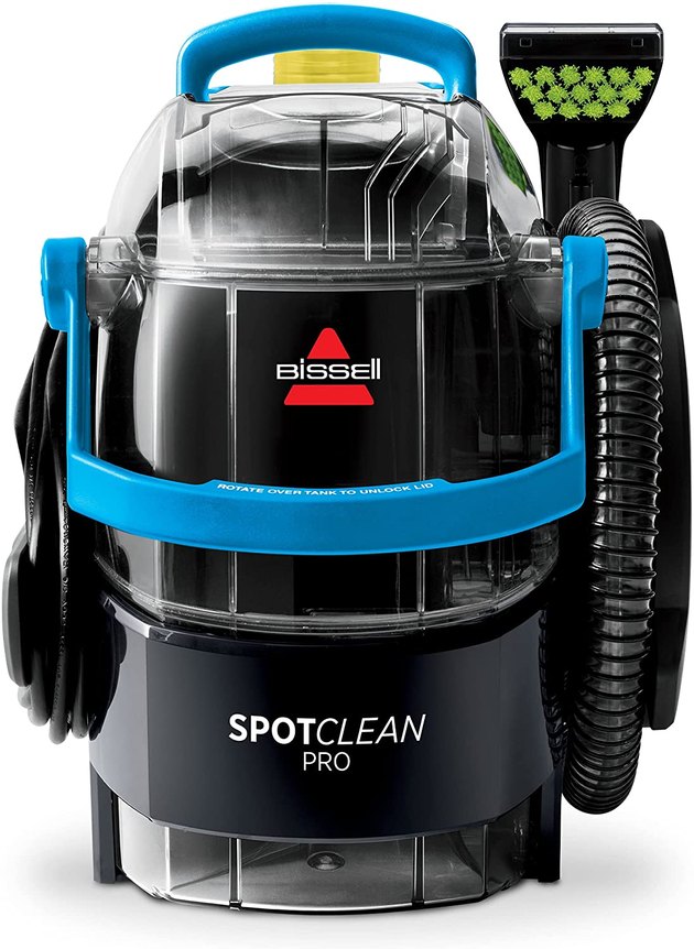 Use a portable cleaner — like the BISSELL SpotClean — to clean small stains and messes, whether they're on your sofa, carpet, or curtains. It has powerful suction and also scrubs to remove dirt and grime from upholstery. At only 13 pounds, you can maneuver the cleaner with ease.