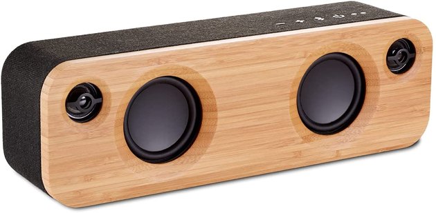 Get the best of both worlds with House of Marley's stunning speaker with top-of-the-line sound quality. Select between two sizes — both of which are portable. This speaker will look just as good at a pool party as it will in your sleek, modern living room.