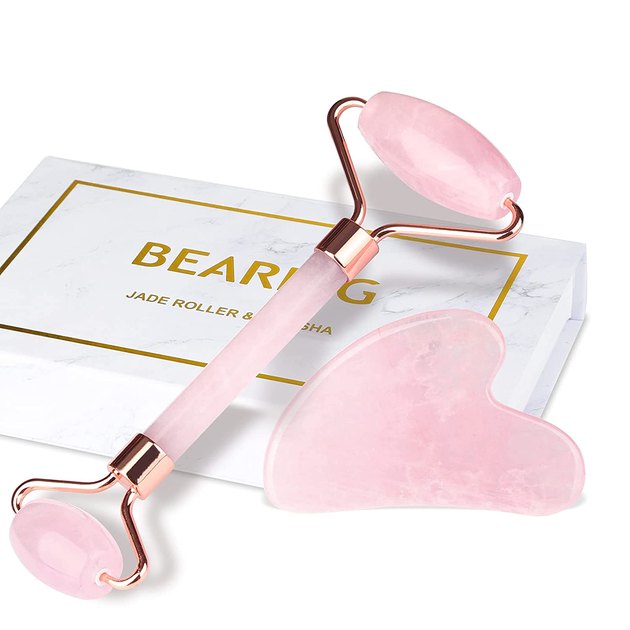 Show some love to your Galentines with this rose quartz jade roller and gua sha set.