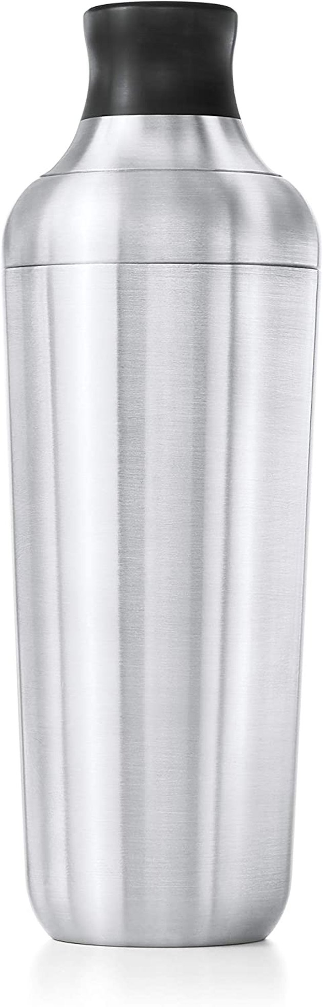 This stainless steal cocktail shaker has a brushed finish and cap that doubles as a jigger with printed measurements. The two silicone gaskets create a leak-proof seal, so you'll never fear the beverage getting anywhere other than your glass.