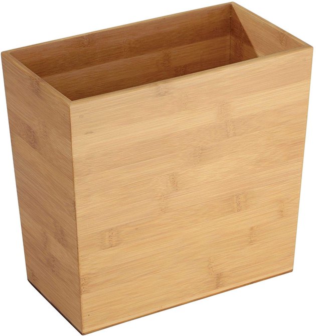 This compact wastebasket has the look a boho room needs with bamboo veneer and a sleek rectangular design. Since it's compact, it can fit into tight spaces in your bathroom, laundry room, office, and more.