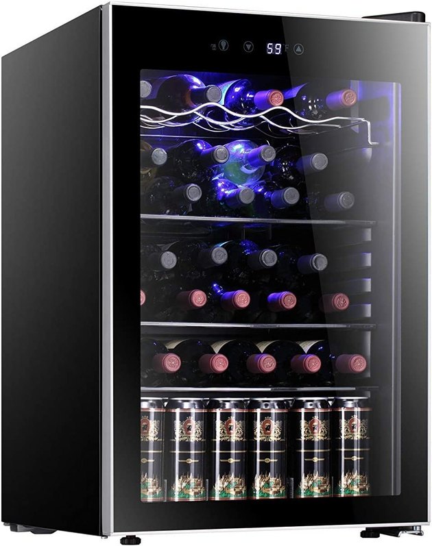 No at-home bar is complete without a mini fridge for your wine and drinks. This freestanding fridge can stash up to 37 bottles of wine or canned beverages. Plus, you can set the ideal temperature to cool your wine to perfection.