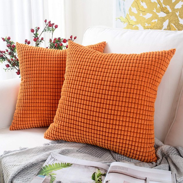 Soft corduroy makes this pillow cover extra cozy for fall. As the product comes in all different colors, make sure you pick a seasonally appropriate one, like orange!