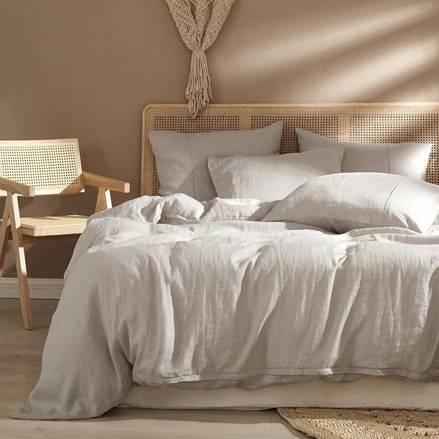 There's nothing quite like climbing into a bed dressed with cool linen sheets. This 100% pure French linen bedding has that perfect lived-in look. It's durable, breathable, and soft, and boasts five stars on Amazon as proof.