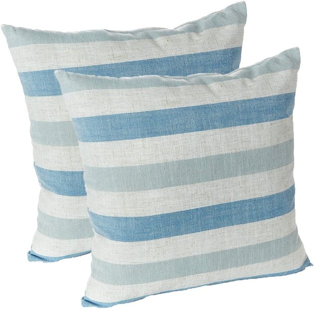 This set of striped throw pillows checks every box. From the cool blue color palette to the linen fabric, they easily dress up any couch or chair.