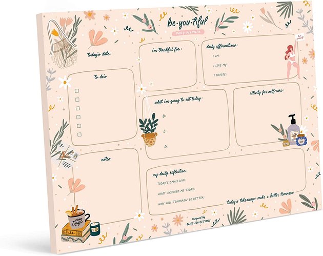If you're trying to prioritize wellness in 2023, this calendar from Bliss Collections is the answer. In addition to planning your to-do's for the day, there's space to set daily affirmations, plan self-care activities, and reflect at the end of each day.