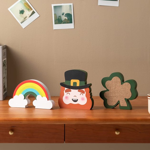 These adorable wooden centerpieces will be sure to add a little extra sparkle to the day of luck. Each of the three wooden signs is painted on both sides to ensure everyone can enjoy them equally. Plus, they're the perfect size to make a statement without taking up too much space.