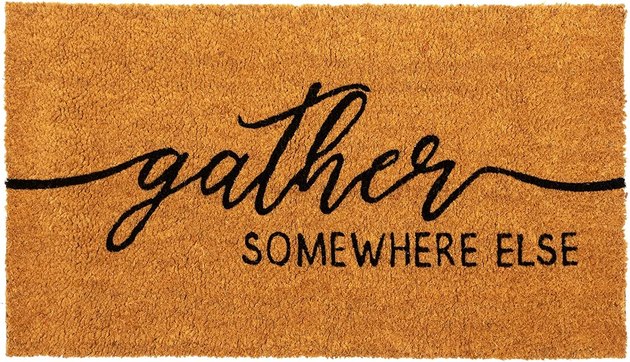 Keep your friends and family on their toes with this slightly snarky, full-on funny rectangular "welcome" mat.