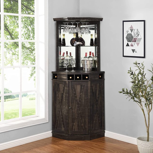 This compact mirror paneled wine rack is the perfect addition to any compact space. Comes in 4 different colors.