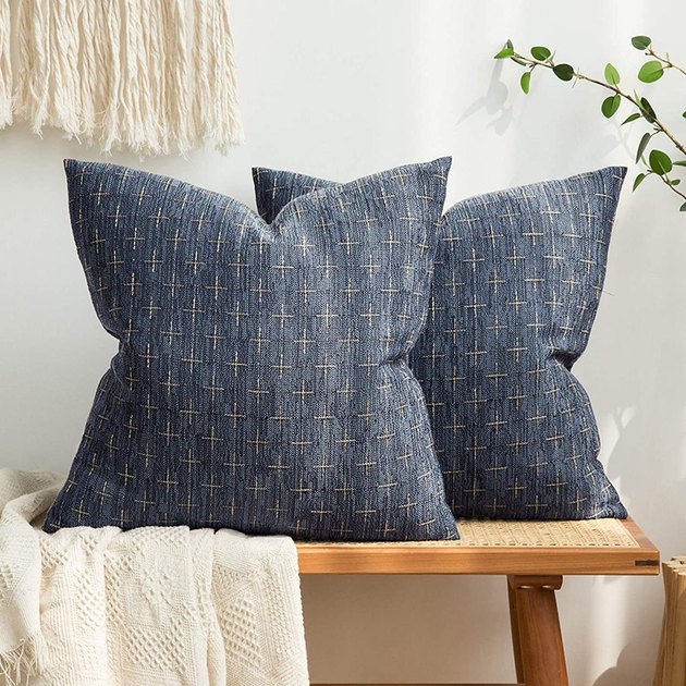 A beautifully woven material and stitched accents give these pillows the richest look. Stick with one color or mix and match the various tones of these ultra-affordable 20" x 20" fabric covers.