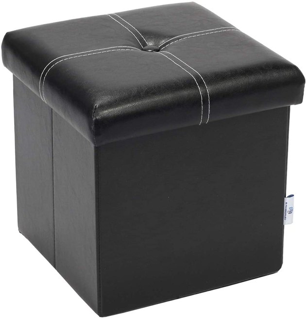 Perfect for small rooms and apartments, this folding storage ottoman cube has a plush top for comfort and can be disassembled when not in use.