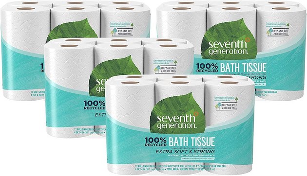 This 2-ply toilet paper is designed for comfort but is made with completely recycled materials – perfect for the environment and your septic tank. 