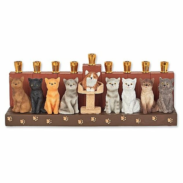 Why have one cat when you can have nine? Give your favorite cat person this paw-some menorah.