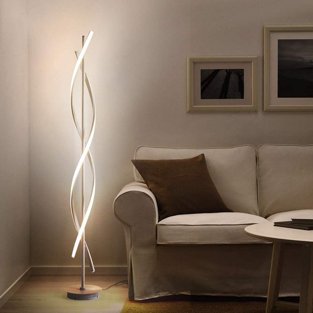With a swirling double-helix form, this LED lamp is a total eye-catcher.