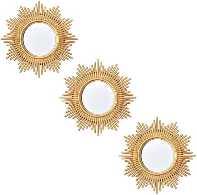 Make your space pop with these stunning decorative wall mirrors. In a gorgeous gold hue, they double as wall art.